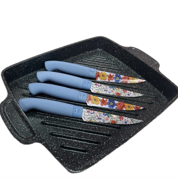 ❤️ New Pioneer Woman Prairie Cowboy  Grill Steak Pan with Steak Knifes - Picture 10 of 10